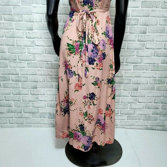 & Other Stories 4 Dusty Rose Pink Boho Floral‎ Wrap Tie Waist Summer Dress - Picture 9 of 12